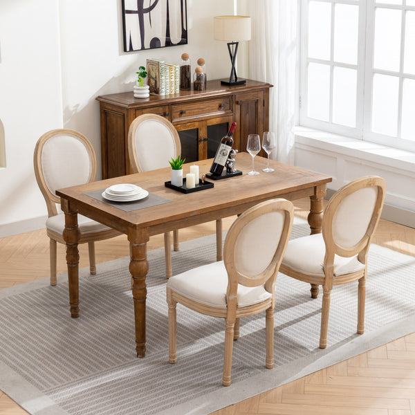 English Elm A&A French Style Solid Wood Dining Chair with Rattan Back & High-Density Foam Cushion for Comfort and Durability W1143141070 W1143141070