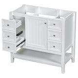 English Elm 36" Bathroom Vanity Without Sink, Cabinet Base Only, One Cabinet and Three Drawers, White