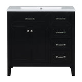 English Elm 36" Bathroom Vanity With Sink Combo, Black Bathroom Cabinet With Drawers, Solid Frame and Mdf Board (Old Sku:Jl000007Aab)