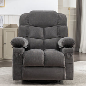 English Elm Massage Rocker Recliner Oversized Chair with Heat Vibration Usb Port and Storage Pockets Grey W1807S00010