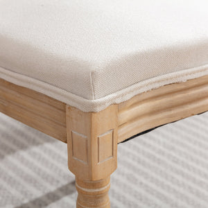 English Elm A&A French Style Dining Chairs Set Of 2 - Solid Wood Frame, Beige Linen Upholstery For Elegance W1143141070