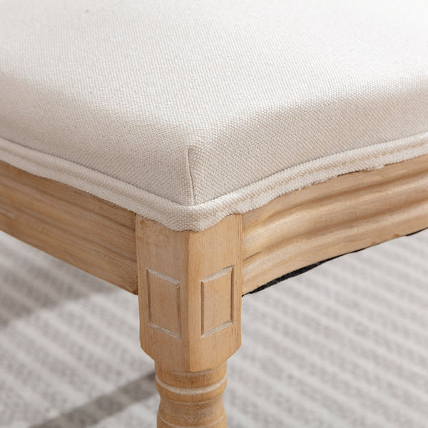 English Elm A&A French Style Dining Chairs Set Of 2 - Solid Wood Frame, Beige Linen Upholstery For Elegance W1143141070