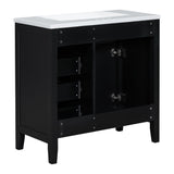 English Elm 36" Bathroom Vanity With Sink Combo, Black Bathroom Cabinet With Drawers, Solid Frame and Mdf Board