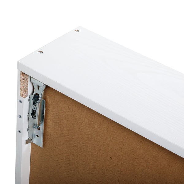 English Elm Modern Wall-Mounted Folding Desk Cabinet with Storage Shelves, Compact Convertible Writing Station for Home Office, White W2181P151577