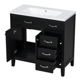 English Elm 36" Bathroom Vanity With Sink Combo, Black Bathroom Cabinet With Drawers, Solid Frame and Mdf Board (Old Sku:Jl000007Aab)