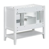 English Elm 36" Bathroom Vanity Without Sink, Cabinet Base Only, One Cabinet and Three Drawers, White