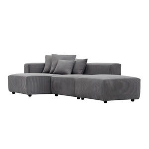 English Elm Soft Corduroy Sectional Modular Sofa Set, Small L-Shaped Chaise Couch For Living Room, Apartment, Office, Gray