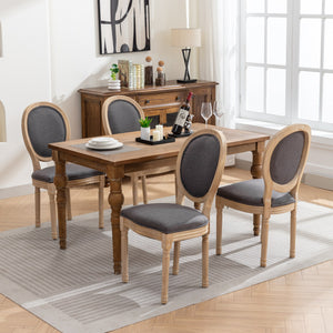 English Elm A&A French Style Solid Wood Dining Chair with Rattan Back & High-Density Foam Cushion for Comfort and Durability Dark Gray W1143141071