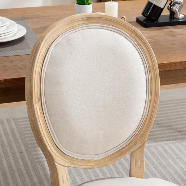 English Elm A&A French Style Dining Chairs Set Of 2 - Solid Wood Frame, Beige Linen Upholstery For Elegance W1143141070