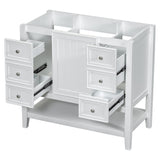 English Elm 36" Bathroom Vanity Without Sink, Cabinet Base Only, One Cabinet and Three Drawers, White