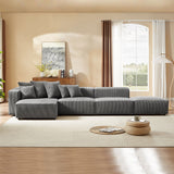 English Elm Soft Corduroy Sectional Modular Sofa 4 Piece Set, Small L-Shaped Chaise Couch For Living Room, Apartment, Office, Gray