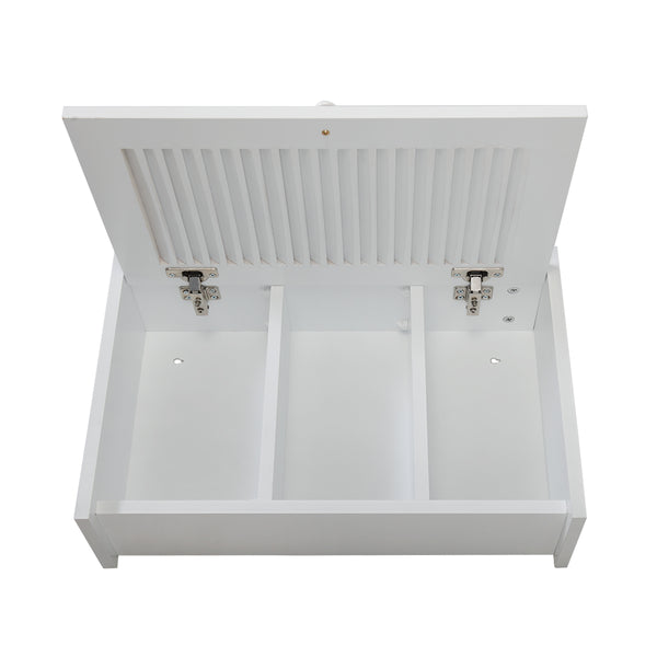 English Elm Wall MDF Floating Medicine Cabinet with Louvered Door, 3-Tier Storage, 66lb Capacity, White Finish W2181P151565
