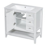 English Elm 36" Bathroom Vanity With Sink Combo, One Cabinet and Three Drawers, Solid Wood and Mdf Board, White (Old Sku:Sy999505Aak)