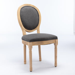 English Elm A&A French Style Solid Wood Dining Chair with Rattan Back & High-Density Foam Cushion for Comfort and Durability Dark Gray W1143141071