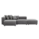 English Elm Soft Corduroy Sectional Modular Sofa Set, Small L-Shaped Chaise Couch For Living Room, Apartment, Office, Gray