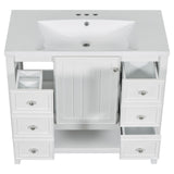 English Elm 36" Bathroom Vanity With Sink Combo, One Cabinet and Three Drawers, Solid Wood and Mdf Board, White (Old Sku:Sy999505Aak)