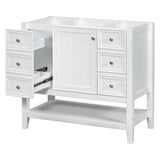 English Elm 36" Bathroom Vanity Without Sink, Cabinet Base Only, One Cabinet and Three Drawers, White