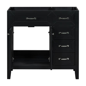 English Elm 36" Matte Bathroom Vanity Base Cabinet with Drawers Rubberwood Frame Modern Storage Black WF296707AAB
