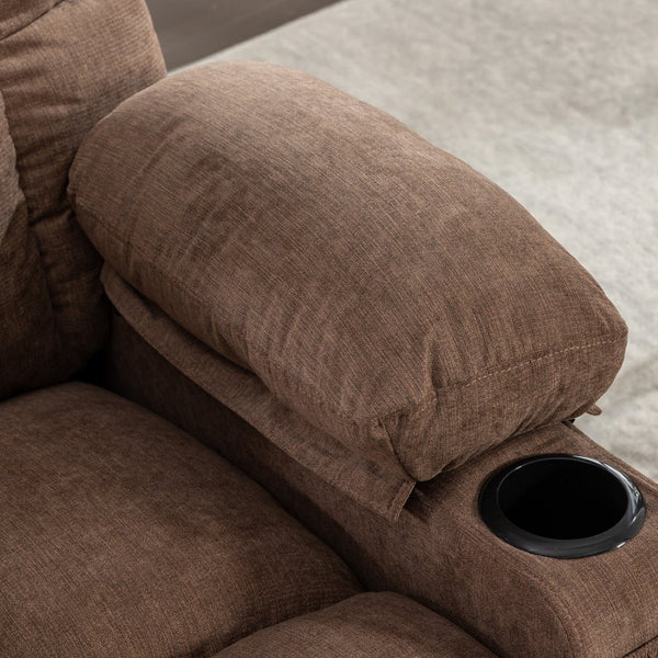 English Elm Massage Rocker Recliner Oversized Chair with Heat Vibration Usb Port and Storage Pockets Brown W1807S00011