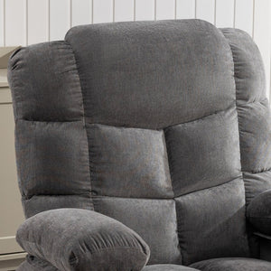English Elm Massage Rocker Recliner Oversized Chair with Heat Vibration Usb Port and Storage Pockets Grey W1807S00010