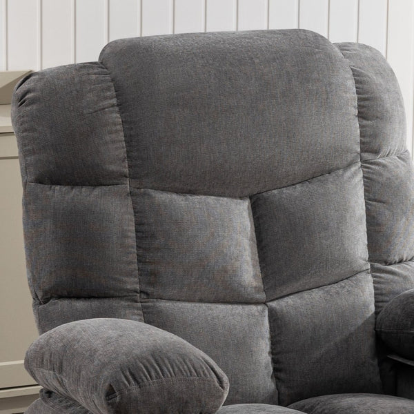English Elm Massage Rocker Recliner Oversized Chair with Heat Vibration Usb Port and Storage Pockets Grey W1807S00010