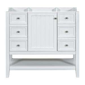 English Elm 36" Bathroom Vanity With Center Sink, Solid Wood & Mdf, 3 Drawers, Elegant White Finish, Modern Style N725P246500K