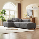 English Elm Soft Corduroy Sectional Modular Sofa Set, Small L-Shaped Chaise Couch For Living Room, Apartment, Office, Gray