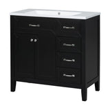 English Elm 36" Bathroom Vanity With Sink Combo, Black Bathroom Cabinet With Drawers, Solid Frame and Mdf Board (Old Sku:Jl000007Aab)