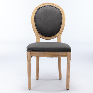 English Elm A&A French Style Solid Wood Dining Chair with Rattan Back & High-Density Foam Cushion for Comfort and Durability Dark Gray W1143141071
