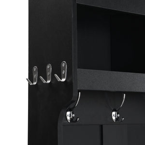English Elm On-trend Modular Entryway Hall Tree with Hooks Shoe Cubbies Bench and Shelves Black N721S000025B