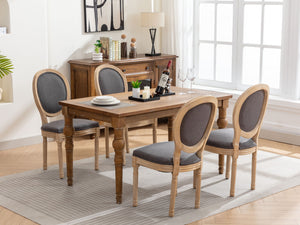 English Elm A&A French Style Dining Chairs Set Of 2 - Solid Wood Frame, Dark Gray Linen, Timeless Elegance W1143141071