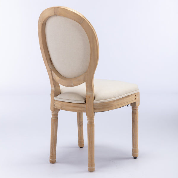 English Elm A&A French Style Dining Chairs Set Of 2 - Solid Wood Frame, Beige Linen Upholstery For Elegance W1143141070