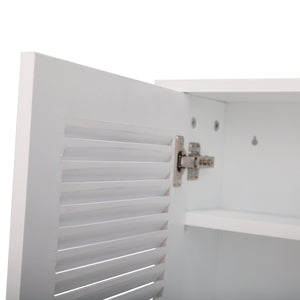 English Elm Wall MDF Floating Medicine Cabinet with Louvered Door, 3-Tier Storage, 66lb Capacity, White Finish W2181P151565