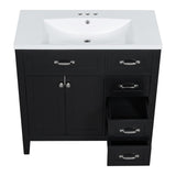 English Elm 36" Bathroom Vanity With Sink Combo, Black Bathroom Cabinet With Drawers, Solid Frame and Mdf Board (Old Sku:Jl000007Aab)