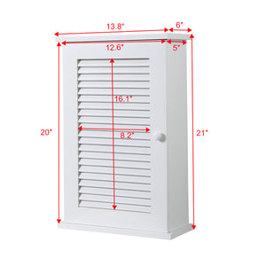 English Elm Wall MDF Floating Medicine Cabinet with Louvered Door, 3-Tier Storage, 66lb Capacity, White Finish W2181P151565