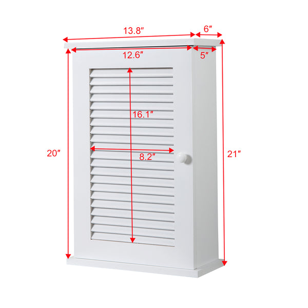English Elm Wall MDF Floating Medicine Cabinet with Louvered Door, 3-Tier Storage, 66lb Capacity, White Finish W2181P151565