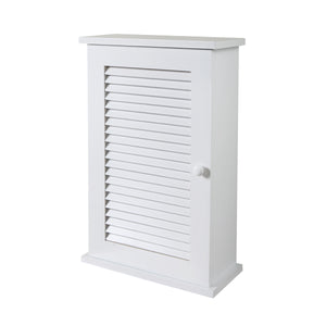 English Elm Wall MDF Floating Medicine Cabinet with Louvered Door, 3-Tier Storage, 66lb Capacity, White Finish W2181P151565
