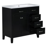 English Elm 36" Bathroom Vanity With Sink Combo, Black Bathroom Cabinet With Drawers, Solid Frame and Mdf Board