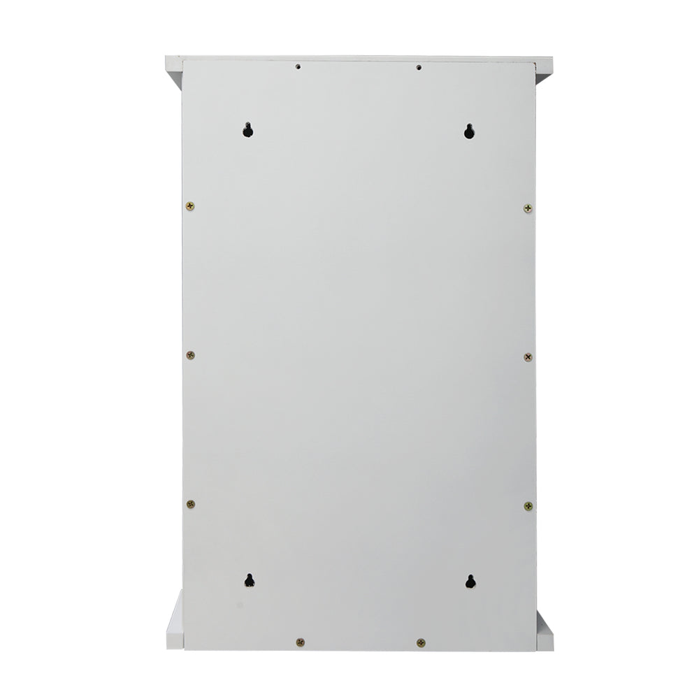 English Elm Wall MDF Floating Medicine Cabinet with Louvered Door, 3-Tier Storage, 66lb Capacity, White Finish W2181P151565