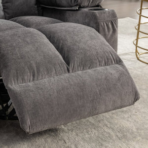 English Elm Massage Rocker Recliner Oversized Chair with Heat Vibration Usb Port and Storage Pockets Grey W1807S00010