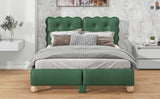 Hearth and Haven Full Size Upholstered Platform Bed with Support Legs, Green WF313964AAF