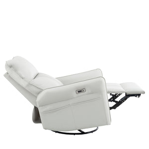 English Elm 270° Power Swivel Rocker Recliner Chair - Pu Leather Electric Glider With Usb Ports For Comfort W1028S00026