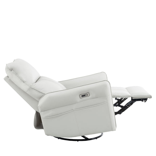 English Elm 270° Power Swivel Rocker Recliner Chair - Pu Leather Electric Glider With Usb Ports For Comfort W1028S00026