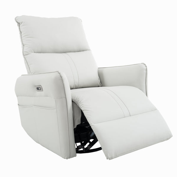 English Elm 270° Power Swivel Rocker Recliner Chair - Pu Leather Electric Glider With Usb Ports For Comfort W1028S00026