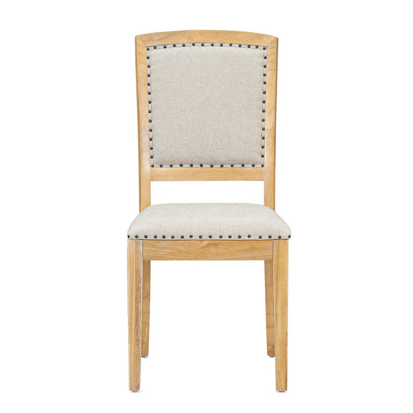 English Elm TOPMAX Rustic Extendable Dining Set with 84" Table and 24" Leaf, 9-Piece Wood Frame, Upholstered Chairs Natural+Grey SP000038AAD