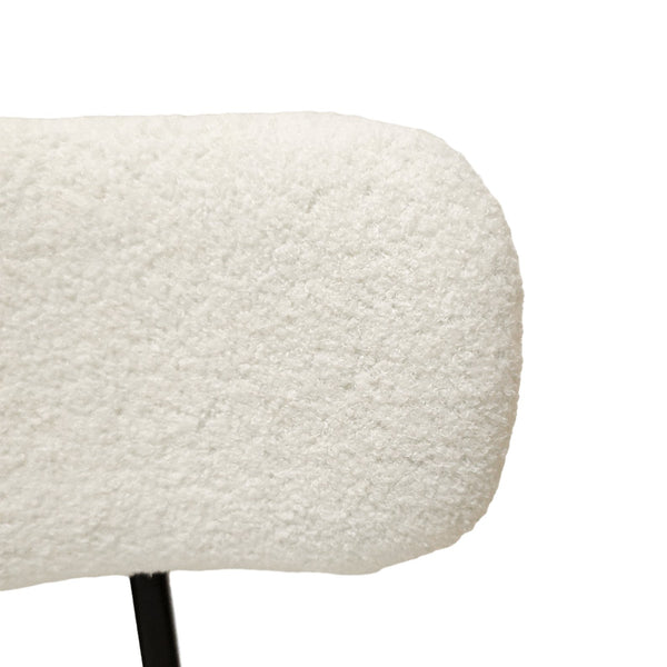 English Elm White Plush Boucle Dining Chair Set of 4 with Curved Back, Thick Cushion, Ergonomic Comfort, Matte Legs White+Black W2189138693