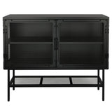 English Elm Industrial Double Door Cabinet Console Table With 2 Mesh Doors Adjustable Shelf and Feet Bottom Shelf Anti-Tip Dust-Free Kitchen Credenza Sideboard Frosted Black