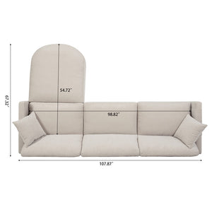 English Elm 107.87'sectional Sofa with Ottoman Pine Frame Removable Cushions Living Room Seating Beige W680S00008