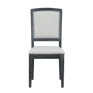 English Elm TOPMAX Rustic Extendable Dining Set with 84" Table and 24" Leaf, 9-Piece Wood Frame, Upholstered Chairs Black+ Gray SP000038AAB