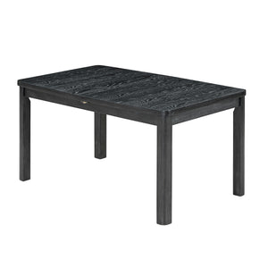 English Elm TOPMAX Rustic Extendable Dining Set with 84" Table and 24" Leaf, 9-Piece Wood Frame, Upholstered Chairs Black+ Gray SP000038AAB